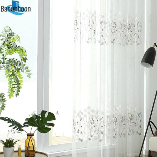 Korean Curtains Embroidered Flower Tulle For Bedroom Window Sheer Living Room The Voile Fabric For Curtain