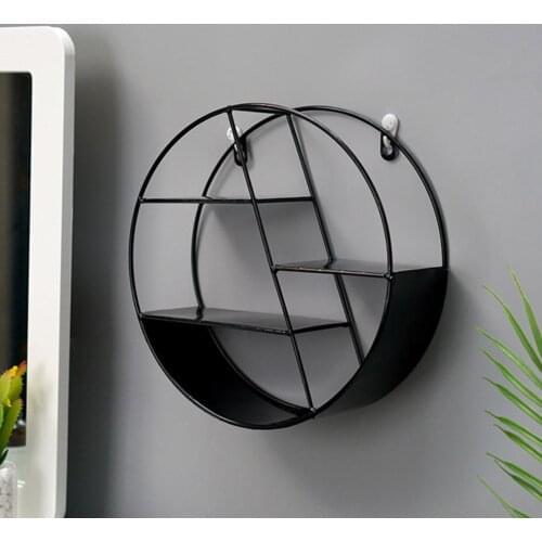 Round Wall Shelf Brackets Floating Shelves Metal Hanging Shelf Decoration For Bedroom Bathroom Office Wall Shelf White Black