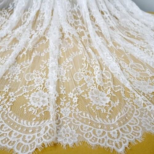 LASUI NEW 150 cm*3 meters=1 piece Luxury white,black eyelashes lace fabric dress skirt curtain diy handmade accessorie C0348