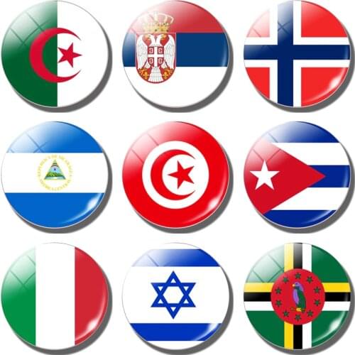 National flag refrigerator magnets (Tunisia,Cuba,Serbia ,Italy,Algeria,Israel,Norwegian,Dominica,Nicaragua) 30MM fridge magnet
