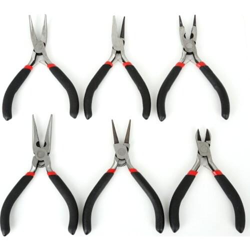 Black Metal Mini Jewelry Pliers Cutter Chain Round Bent Nose Beading Making Repair Tool Kit For DIY Jewelry Tool