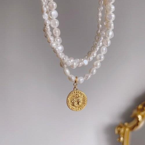 MLKENLY Vintage Multilayer Special Shaped Bead Coin Coin Necklace 925 Sterling Silver Jewelry Femininity Elegant Necklace