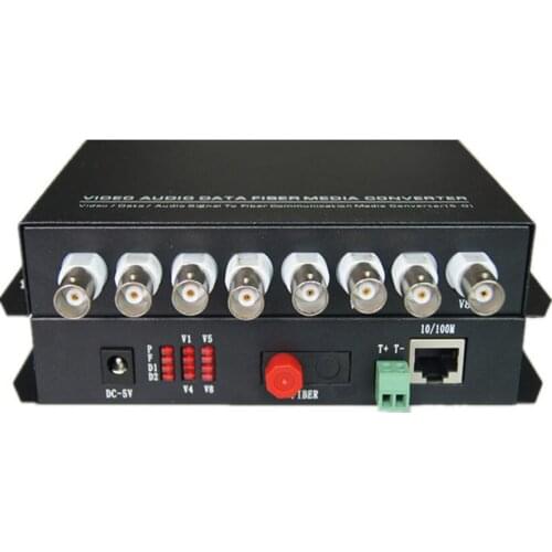 Multifunction Fiber Media Converter 8CH Video+10/100Mbps Ethernet +Data S/M 20Km