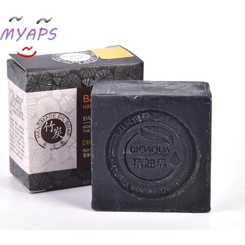 Natural Organic Herbal Essential Black Bamboo Oil Soap Whitening Handmade Soap Skin Remove Acne Deep Cleansing Face Hair Care