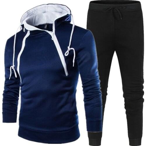 New mens sportswear 2-piece hoodie + pants sportswear mens sweater zipper hoodie mens suit sportswear casual jogging suit M-3