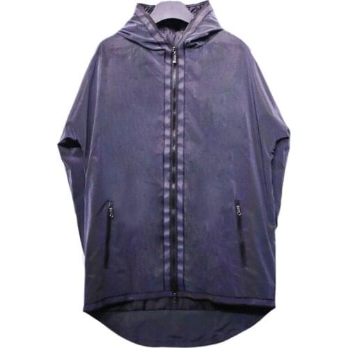 New Rainbow Color Reflective Windbreaker Colorful Hip-Hop Jacket Reflective Top