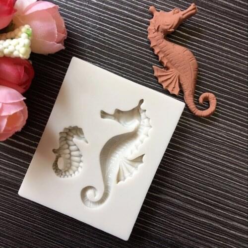 New hippocampus food grade silicone cake mold 3D fudge cake decoration tool soap mold wedding baking cake tools