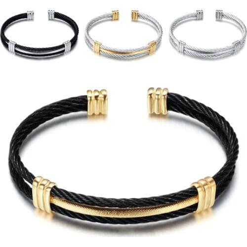 New Arrival Wire Line Colorful Bracelet Stretch Stainless Steel Cable Open Cuff Bangles for Women Jewelry Gift