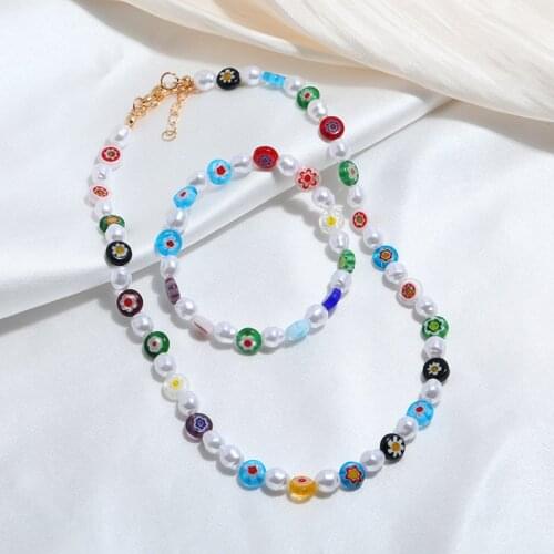 Trendy Boho Cute Soft Pottery Clay Necklace For Women Colorful Fashion Choker Necklace & Bracelet Jewelry Beach Party Accessory