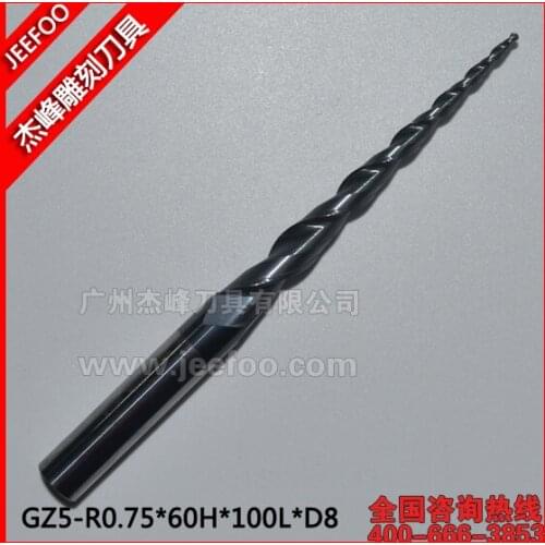 R0.75*60H*100L*D8 Taper Bits For Cutting Wood/ Metal With High Effect And Good Quality/Taper Ball Nose Cutter