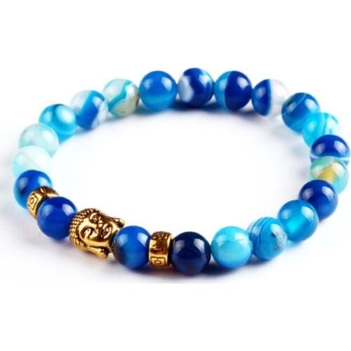 Blue red 8mm bohemian multicolor Agate beads Chakra Reiki Buddha Yoga Bracelet elastic adjustable Volcanic Stone Bangles ufgh3