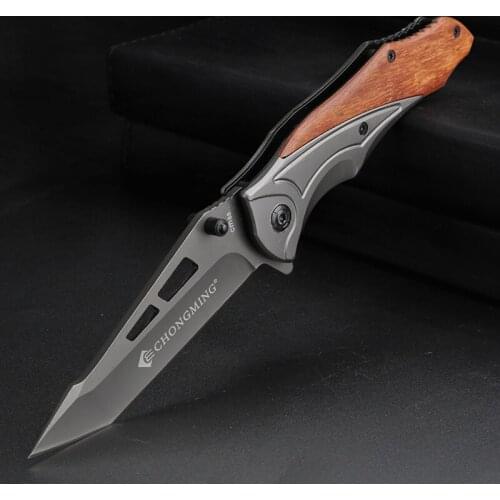8.65'' Damascus Steel Folding Knife 5Cr13 Steel With Wood Handle Folding Pocket Knife Camping Hunting Survival Knives EDC Tool