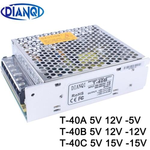 DIANQI T-40C 5V 15V -15V Triple output Switch power supply T-40A 5V 12V -5V ac dc converter T-40B 5V 12V -12V