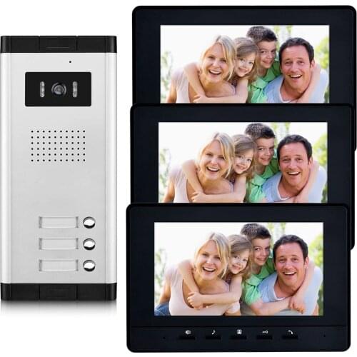 2/3/4 Units Apartment intercom system Video Door Phone Door Intercom HD Camera 7" Monitor video Doorbell for 2-4 Household