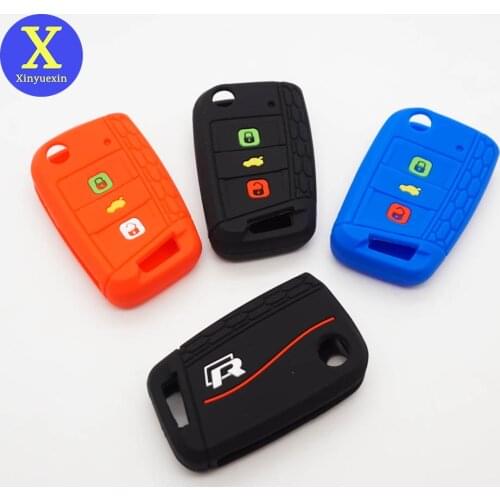 Xinyuexin Silicone Key Case Cover For VW Polo Golf 7 Tiguan for Skoda Kodiaq Karoq for SEAT Ateca Leon Ibiza 2016 2017 2018 2019