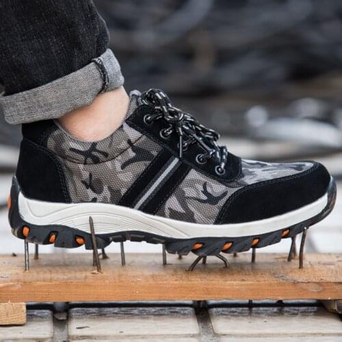 Safety Shoes Cap Steel Toe Safety Shoe Boots For Man Work Shoes Men Breathable Mesh Size 12 Footwear Wear-resistant GXZ527