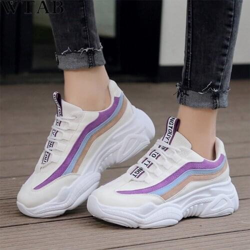 WTAB 2018 Spring Mesh Fashion Women Casual Shoes PU Leather Platform Shoes Women Sneakers Ladies White Trainers Chaussure Femme