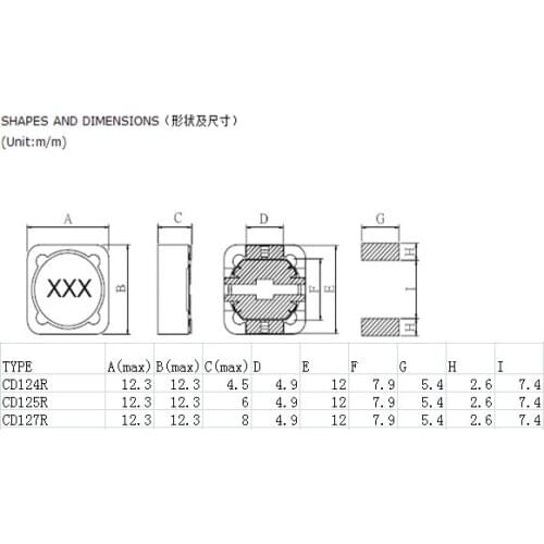 1MH 1000UH 12*12*7MM 0.55A POWER inductors CD127-102 Mark:102 Patch shielded inductors New and original