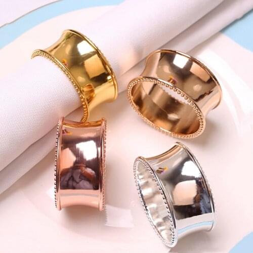 1PC 4 Colors Wide Round Gold Napkin Rings Metal Silver Napkin Holder for Table Decoration Party Supplies Wholesale