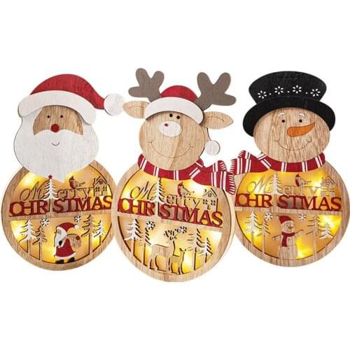 1pc LED Light Snowman Christmas Decorations for Home Xmas Tree Hanging Wooden Pendant Ornament Decoracion Navidad Party Favors