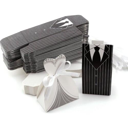 100Pcs/Lot Bridal Gift Cases Dress Wedding Favor Candy Box For Wedding Party Boxes Birthday Package Handmade Present