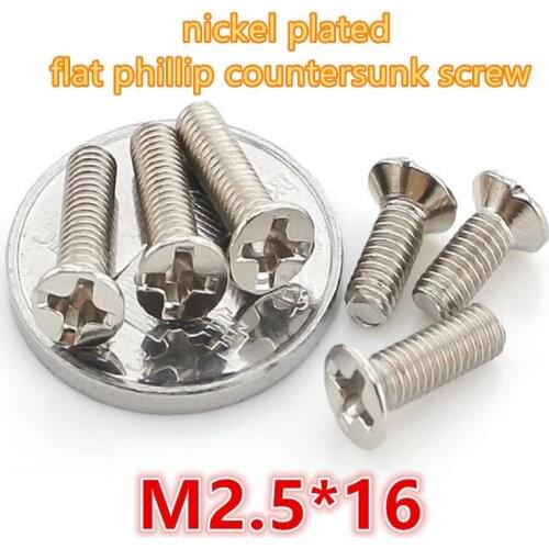 1000pcs m2.5*16 carbon steel with nickel plated phillip cross recessed head mini micro electronic screw machine screw