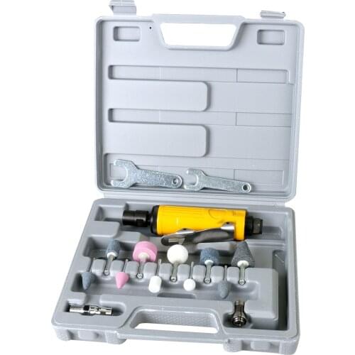 15PCS Pneumatic Mini 1/4 inch Air Die Grinder Kit 90 PSI Mold Tire Plastic Glass Stone Grinding Polishing Gun Auto Repair Tools