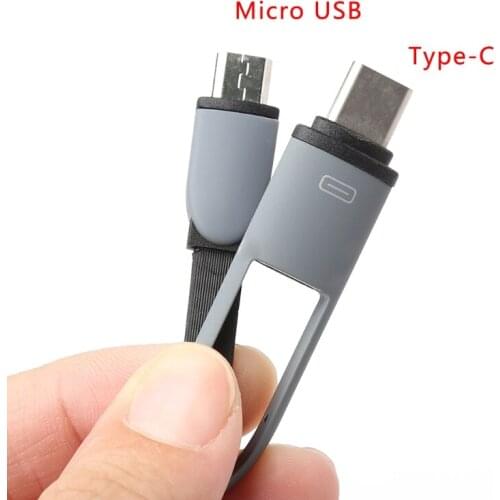 2-In-1 USB 3.1 Type C+Micro USB Charge Data TPE Flat Cable for android Phone