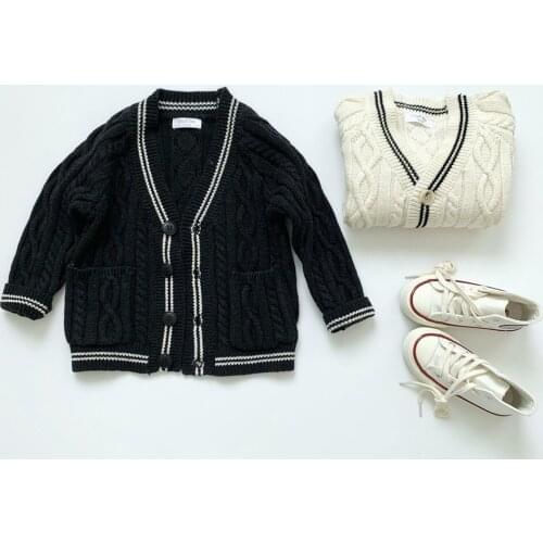 2020 Spring Autumn Toddlers Boys Knitted Sweaters V-neck Kids Clothes Cute Baby Boys Cardigan Sweater Coat RT579