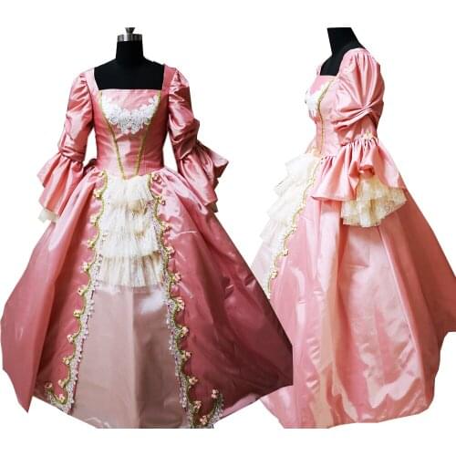 2021 New pink victorian Halloween Cosplay dress Colonial Georgian Renaissance Gothic Historical dress D-521