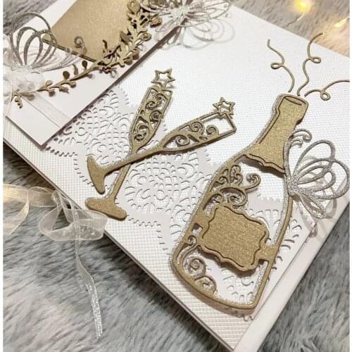 3x Wine Bottle Cup Cut Dies For Card Making Metal Cutting Dies DIY Craft Wedding Emboss Template Stencil Paper Photo Album Decor