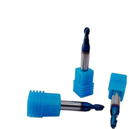 5Ps 65°2F Carbide End Mill 0.5mm-3mm Series CNC Metal Lathe Tool Round head Nano Blue Milling Cutter