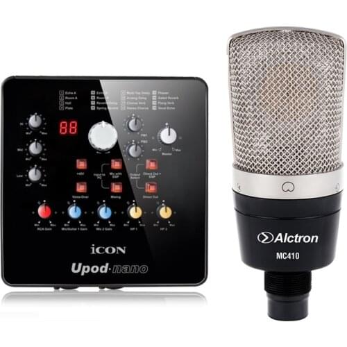 Alctron MC410 and sound card ICON Upod nano professional condenser recording microphone for studio and live broadcasting