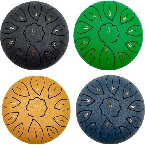 6 Inch 11 Tone Hand Drum Steel Tongue Drum Instrument Ethereal Drum C-tuned Meditation Singing Drum Percussion Tambourine