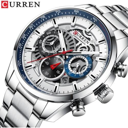 CURREN New Watch Man Top Brand Luxury Fashion Business Chronograph Wristwatch Stainless Steel Sport Waterproof Clock relogio