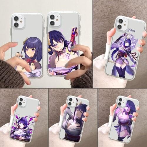 Genshin Impact RAIDENSHOGUN Phone Case For iphone 5 5s se 2 6 6s 7 8 12 mini plus X XS XR 11 PRO MAX transparent painting bumper