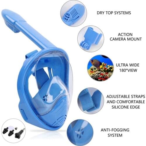 Childrens underwater diving snorkeling anti-fog mask set diving full face breathing mask safe and waterproof