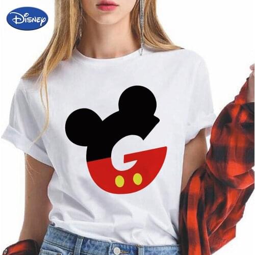 Disney Mickey Mouse T-Shirts Women T Shirt 2021 New Arrivals Summer Top Custom Name Letter Combinations Font G H I J K Wholesale