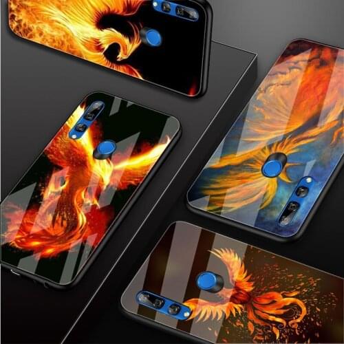 Phoenix Tempered Glass Phone Case For Huawei honor 8X 9 10i 20i 20Lite 20Pro 30 Pro Cover Shell