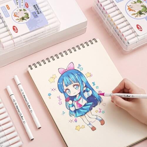 Markers 24 Color Sketch Art Marker Pen Double Tips Pens For Artist Manga Markers Art Supplies School Watercolor Pen Stationery
