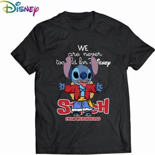 Disney Stitch T-shirt ladies summer cartoon Top T-shirt fashion men and women with the same white T-shirt bottoming hot sale