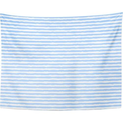 Tapestry Navy Line White and Blue Stripes Watercolor Abstract Baby Tapestries Wall Hanging for Living Room Bedroom Dorm