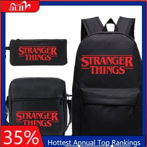 Kpop Mochila Feminina Hip Hop 3 PCS/set Mochila Stranger Things Backpack Sac A Dos School Bags for Teenage Girls Causal Bag