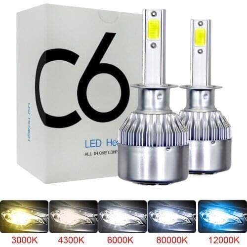 2Pcs C6 H1 H3 Led Headlight Bulbs H7 LED Car Lights H4 LED 880 H11 HB3 9005 HB4 9006 H13 6000K 80W 8000LM Auto Headlamps