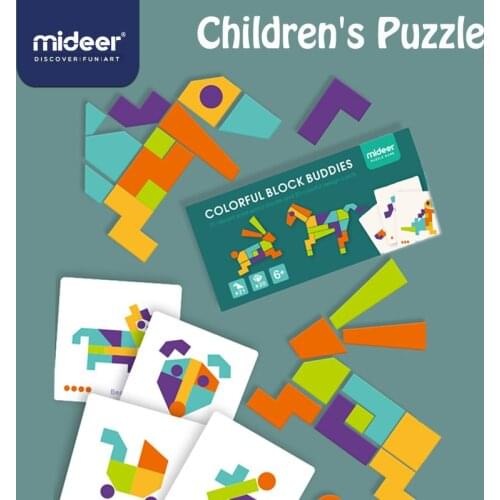 MiDeer Baby Tangram Toy Early Education 6Y+ Colorful Creativity Math Wooden Imagination Safety Intelligence Blocks Toys