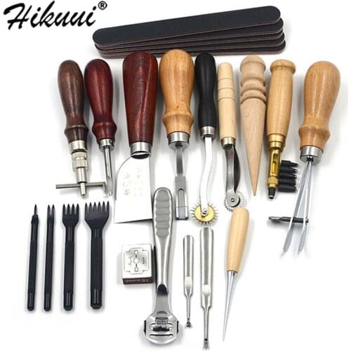Leather Craft Tools Set Home Handmand Sewing Stitching Punch Carving Work Saddle Professional Leathercraft Accessories Kit