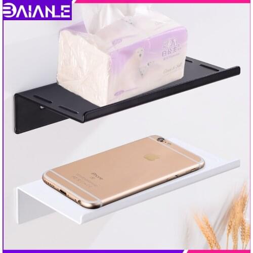 Bathroom Shelf Wall Hanging Rack Black Corner Shower Shampoo Caddy Storage Rack Toilet Paper Holder Creative Mobile Phone Tray