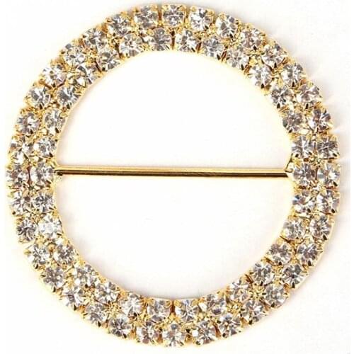 2018 New Sale 6pcs A-grade Gold Circle Shape Rhinestone Buckle Diameter 5cm For Chair Sash Bow Diy Craft Supply Free Shipping