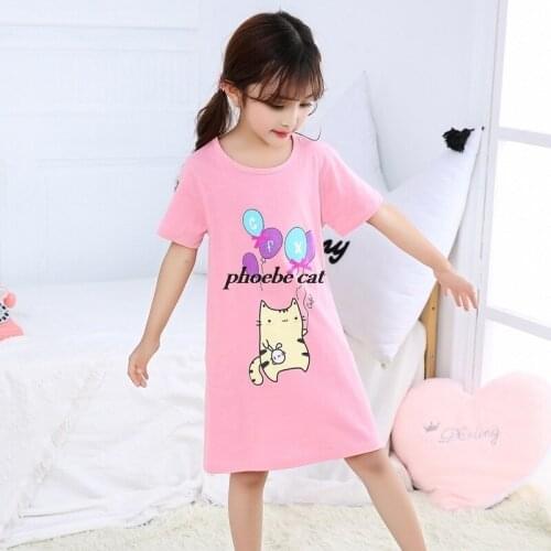 New Kids Girls Nightgowns Cotton Nightdress Summer Baby Clothes Sleepwear Casual Girl Night Dress Sleepshirt Children Pajamas