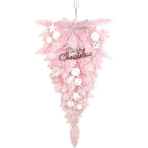 Holiday Decoration Hanging Wall Hanging Door Decorations Christmas Down Durable For Home Plastic Pink Pvc Upside